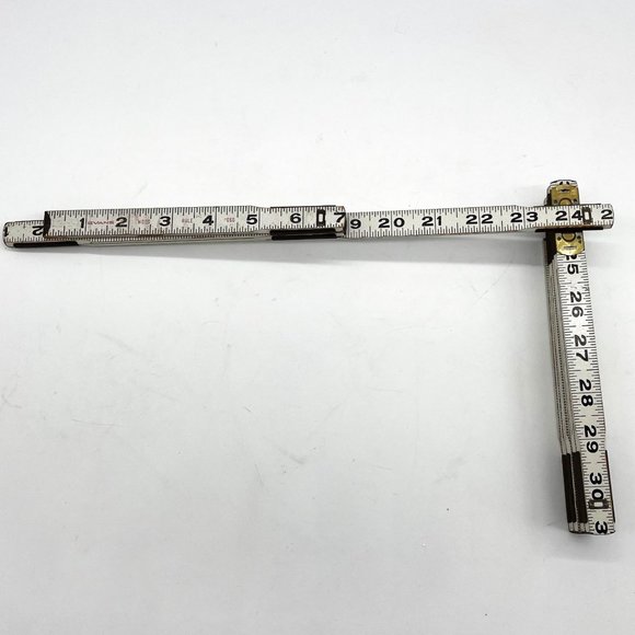 Vtg Evans Folding Wood Ruler 060 White 6'-72" Extension Brass Hinges Oil Joints - Picture 3 of 6